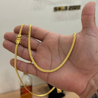 Kit Corrente e Pulseira Grumet Flat 4mm Fecho Duplo Banhado A Ouro 18k