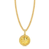 Colar Medalha Rosa Dos Ventos Cravejado P - Corrente Lacraia Banhado A Ouro 18k