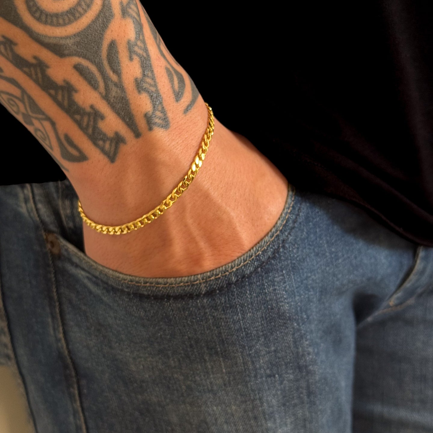 Pulseira Grumet 4mm 5gr Fecho Duplo Banhado A Ouro 18k