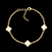 Kit Corrente e Pulseira Elo Português 2mm Trevo Safira Banhado A Ouro 18k
