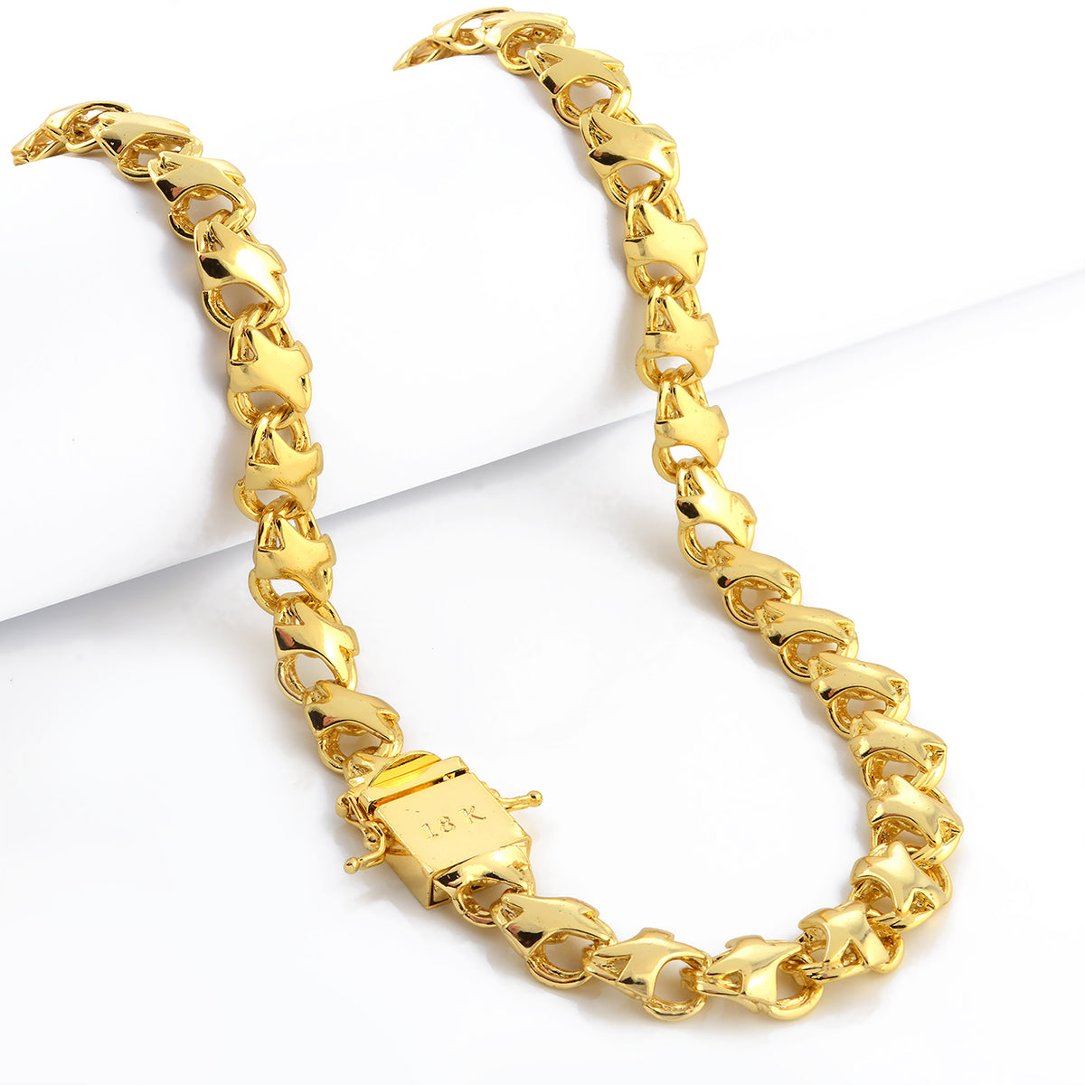 Corrente Friso X 11mm 118gr Fecho Duplo Banhado A Ouro 18k