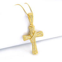 Pingente Crucifixo Cravejado M 3,5x2,5cm Banhado A Ouro 18k