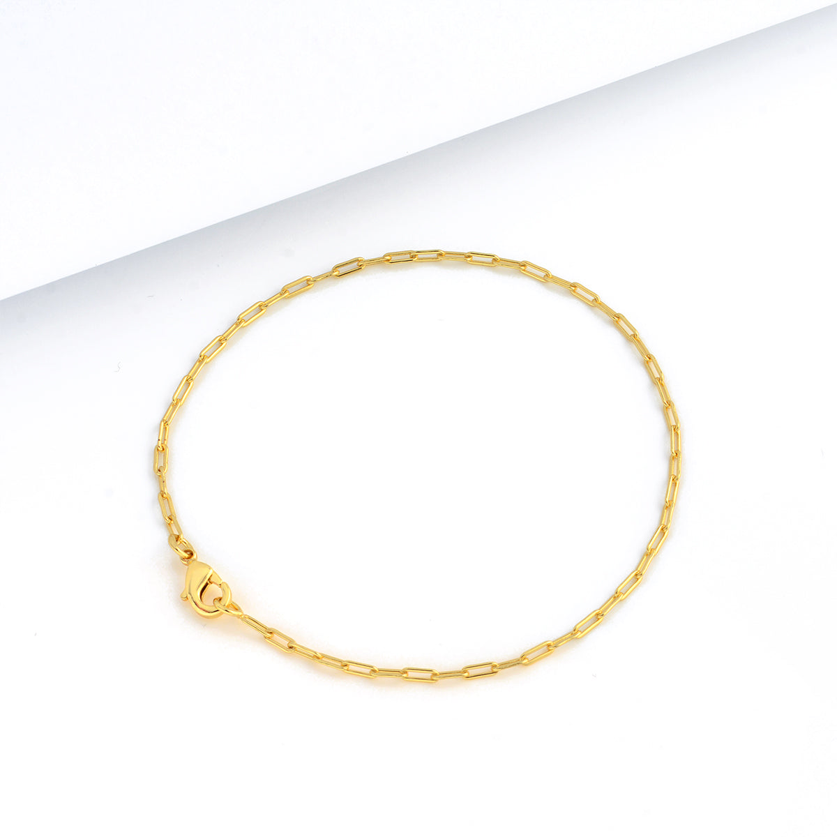 Pulseira Cadeado Alongado 1,5mm 2gr Fecho Lagosta Banhado A Ouro 18k