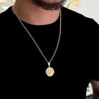 Colar Medalha De São Bento - Corrente e Pulseira Grumet Cuban Banhado A Ouro 18k