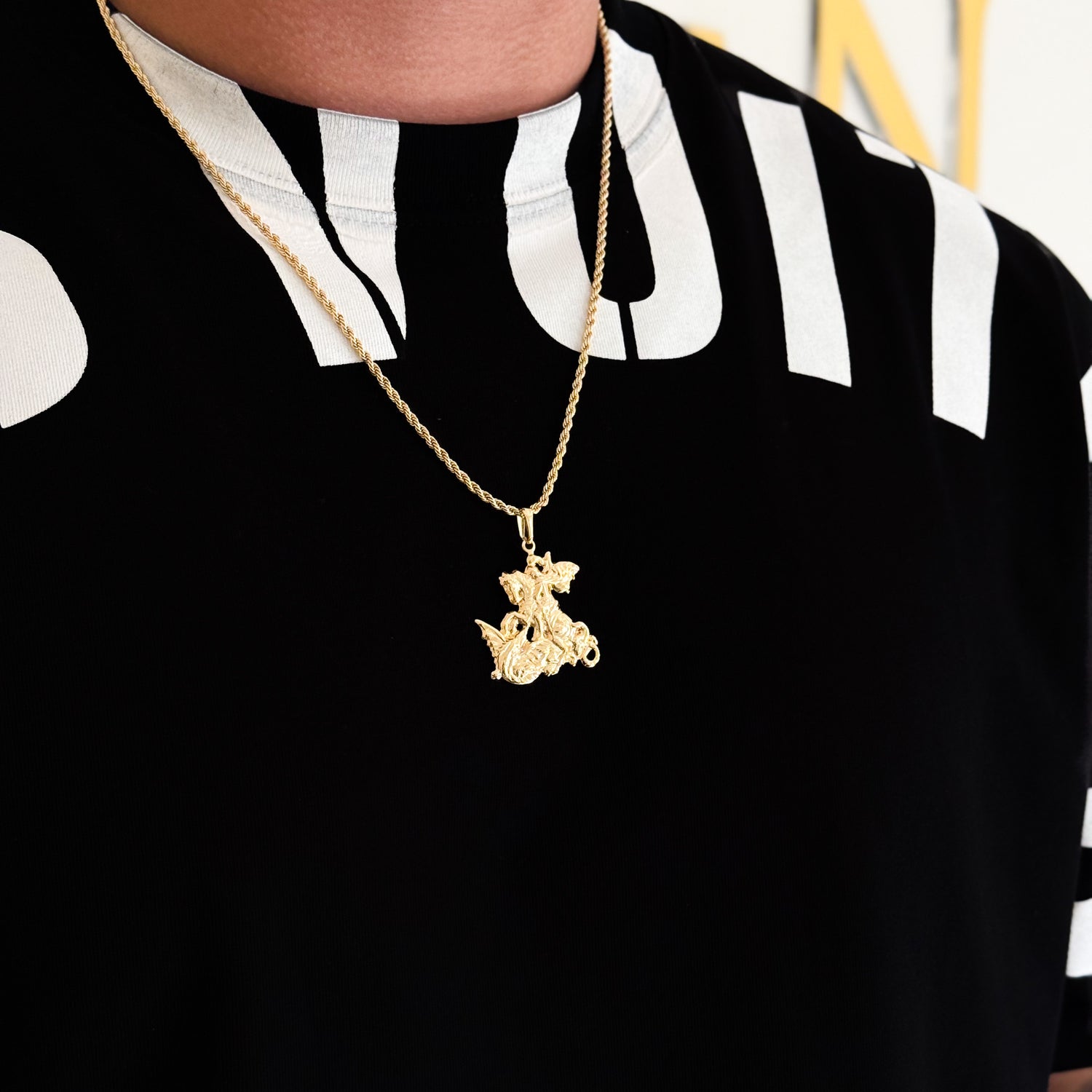 Colar São Jorge - Corrente e Pulseira Baiana Banhado A Ouro 18k