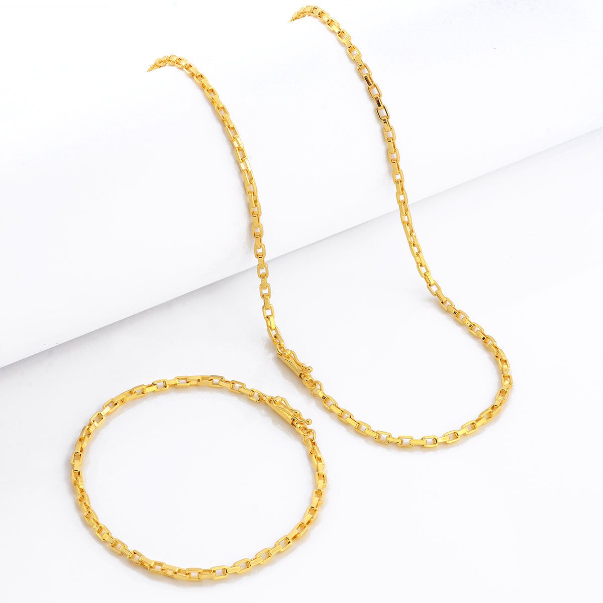 Kit Corrente e Pulseira Veneziana 3mm Fecho Bomba Banhado A Ouro 18k