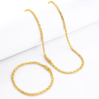 Kit Corrente e Pulseira Veneziana 3mm Fecho Bomba Banhado A Ouro 18k
