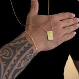 Kit Escapulário Cadeado Alongado Fé e Pulseira Cadeado Alongado Banhado A Ouro 18k