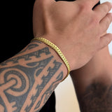 Kit Corrente e Pulseira Grumet Flat Detalhada Banhado A Ouro 18k