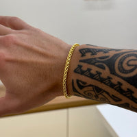 Kit Corrente e Pulseira Palmeira 3mm Fecho Bomba Banhado A Ouro 18k