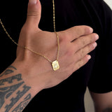 Escapulário Cadeado Alongado Sagrado Coração de Jesus 1,5mm 6gr 70cm Banhado A Ouro 18k