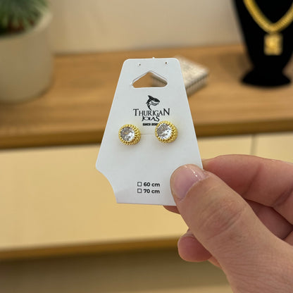 Brinco Ponto de Luz Detalhado Banhado A Ouro 18k