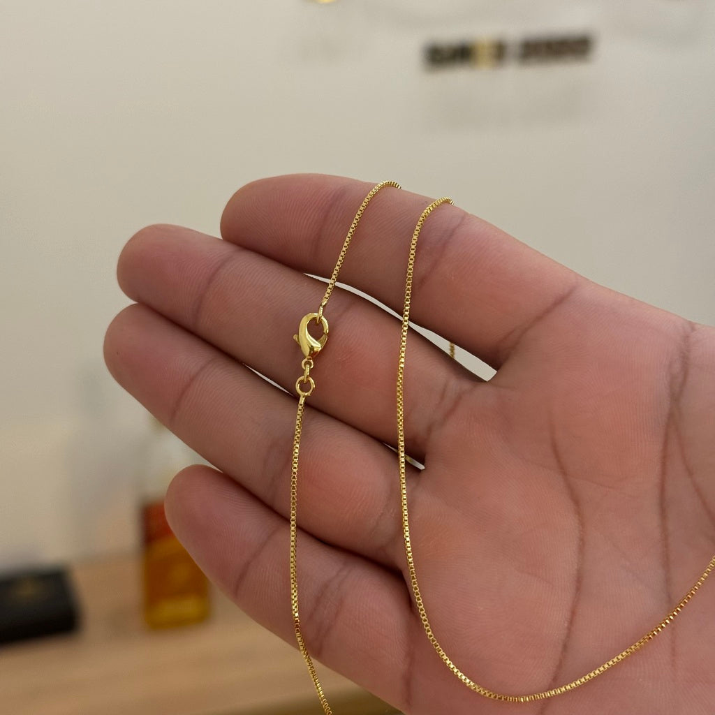 Kit Corrente e Pulseira Veneziana 0,8mm Fecho Lagosta Banhado A Ouro 18k