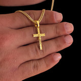 Colar Crucifixo Jesus Na Cruz 3D - Corrente e Pulseira Lacraia Banhado A Ouro 18k