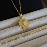 Colar Crucifixo Leão de Judá - Corrente Elo Português e Pulseira Grumet Flat 3mm Banhado A Ouro 18k