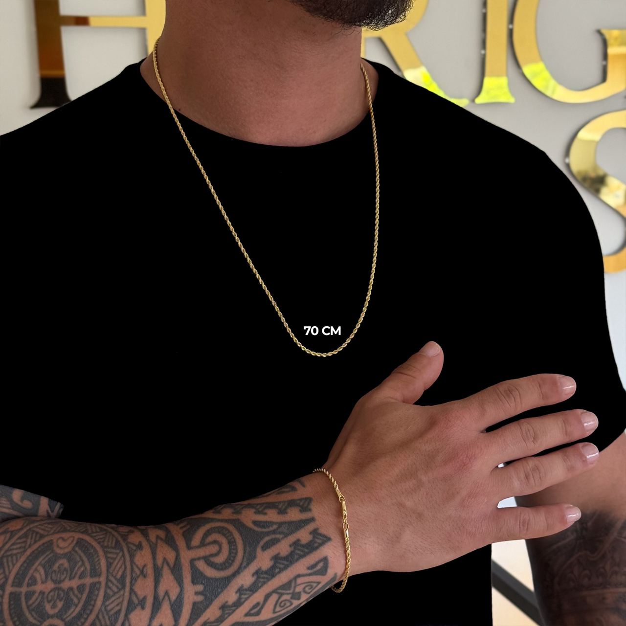 Colar Coração N. Sra. Aparecida Cravejado P - Corrente e Pulseira Baiana Banhado A Ouro 18k