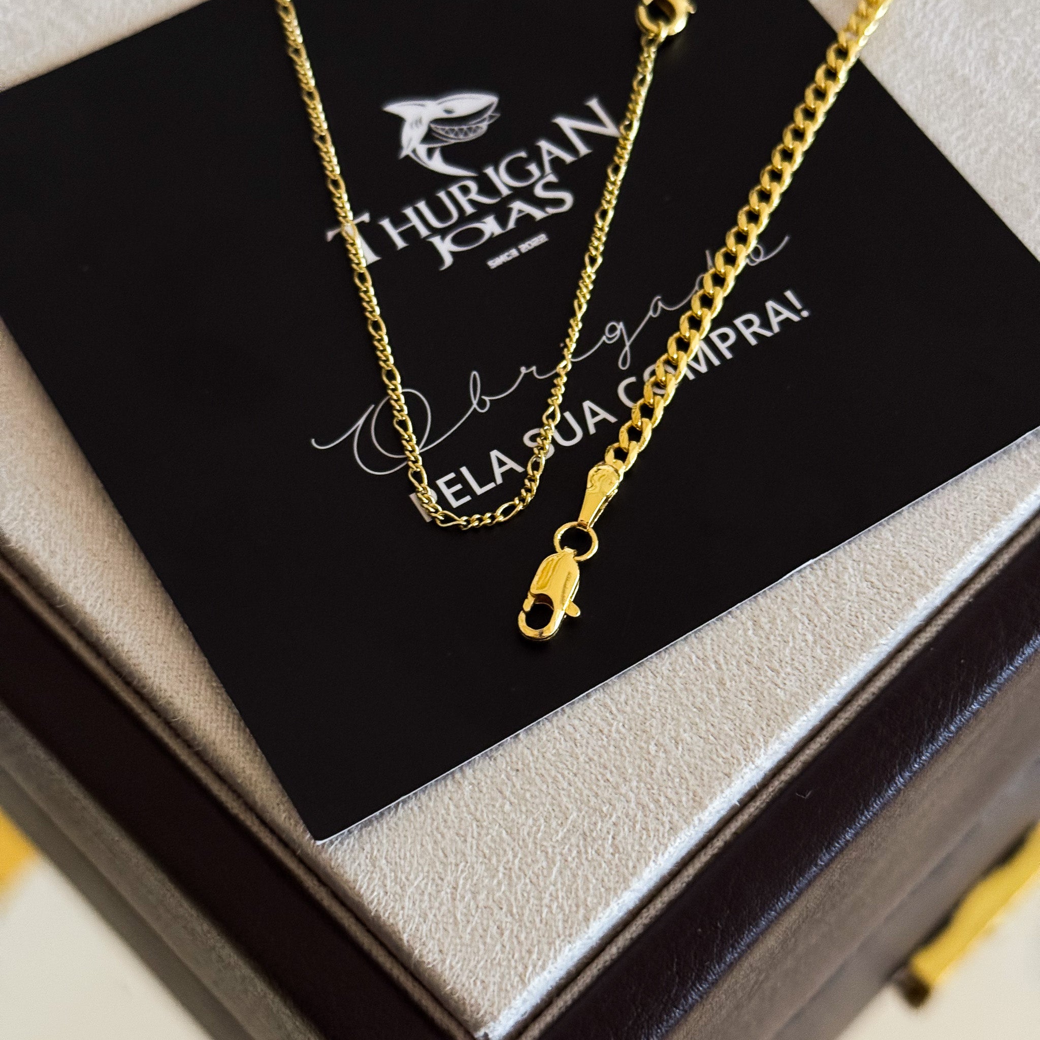 Kit Corrente 3 Por 1 Fígaro e Pulseira Grumet Banhado A Ouro 18k