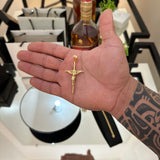 Pingente Crucifixo Palito Jesus G 5X3cm Banhado A Ouro 18k