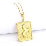 Pingente Plaquinha Cavalo 4x3cm Banhado A Ouro 18k