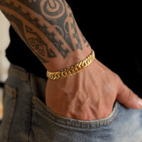 Kit Corrente e Pulseira Lacraia 10mm Fecho Duplo Banhado A Ouro 18k