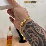 Kit Corrente e Pulseira Lacraia 6mm Fecho Duplo Banhado A Ouro 18k