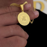 Colar Medalha São Jorge Oração - Corrente Grumet Dupla Banhado A Ouro 18k