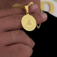 Colar Medalha São Jorge Oração - Corrente Grumet Dupla Banhado A Ouro 18k