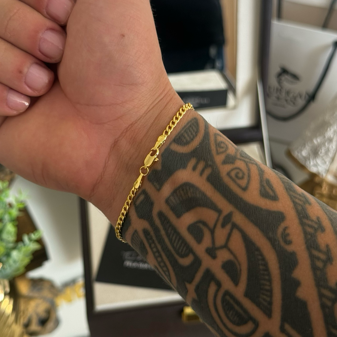 Pulseira Grumet 3mm 2gr Fecho Lagosta Banhado A Ouro 18k