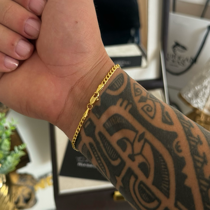 Pulseira Grumet 3mm 2gr Fecho Lagosta Banhado A Ouro 18k