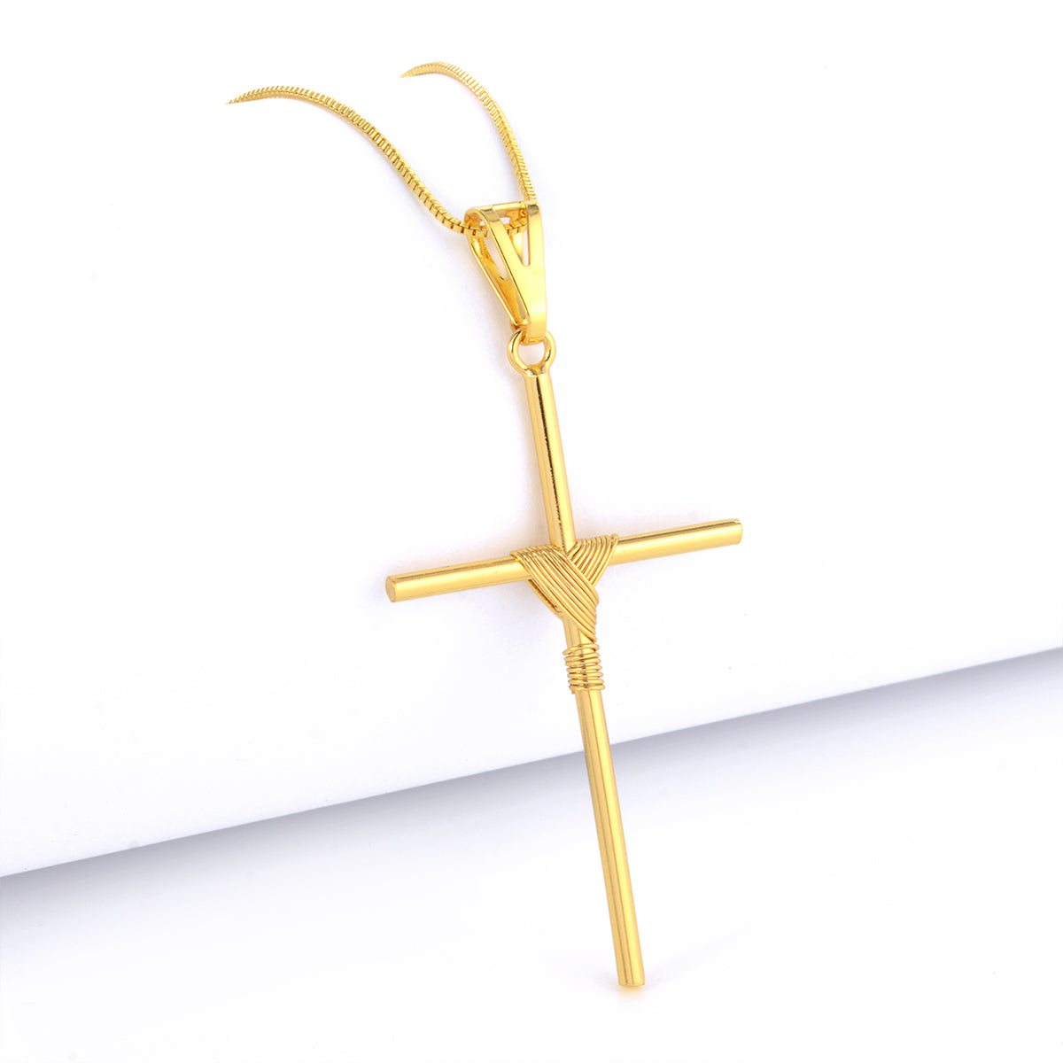 Pingente Crucifixo Palito G 5X3cm Banhado A Ouro 18k
