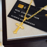 Colar Crucifixo Português - Corrente Cadeado Banhado A Ouro 18k