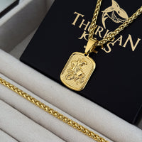 Colar Plaquinha São Jorge - Corrente e Pulseira Palmeira Banhado A Ouro 18k
