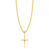 Colar Crucifixo Palito M - Corrente Cadeado Banhado A Ouro 18k