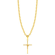 Colar Crucifixo Palito M - Corrente Cadeado Banhado A Ouro 18k