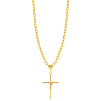 Colar Crucifixo Palito M - Corrente Cadeado Banhado A Ouro 18k