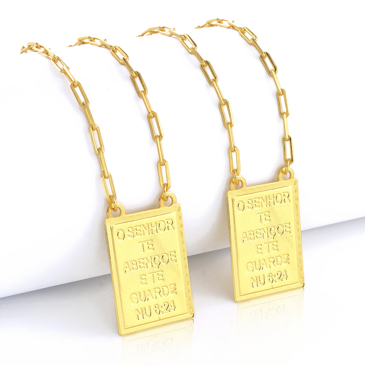 Escapulário Cadeado Alongado Sagrado Coração de Jesus 2mm 16gr 70cm Banhado A Ouro 18k