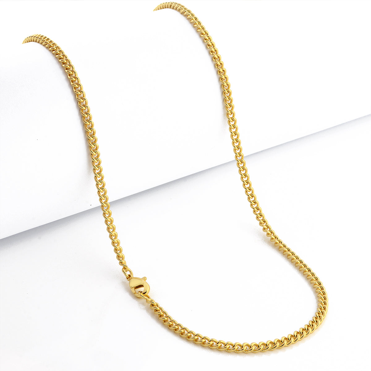 Corrente Grumet Cuban 3mm 15gr Fecho Lagosta Banhado A Ouro 18k