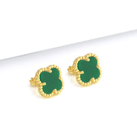 Brinco Trevo Esmeralda Banhado A Ouro 18k