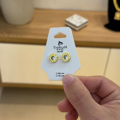 Brinco Ponto de Luz Romano Banhado A Ouro 18k