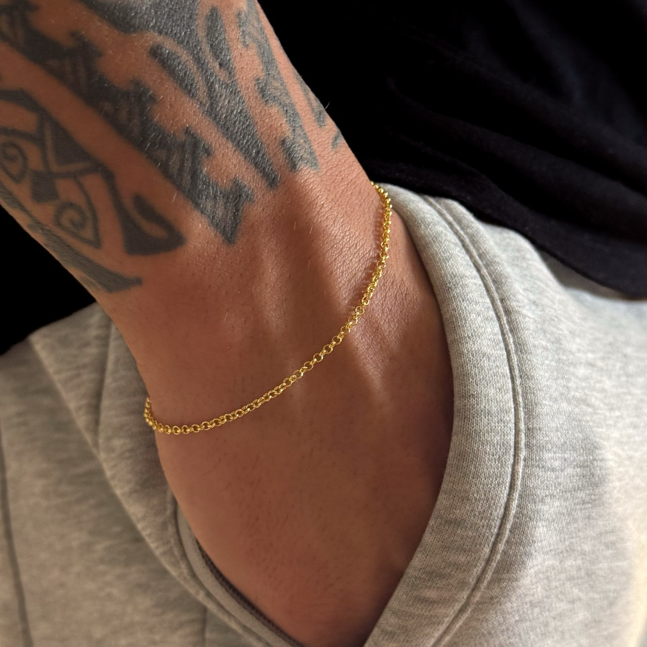 Colar Crucifixo Palito P - Corrente e Pulseira Elo Português Banhado A Ouro 18k