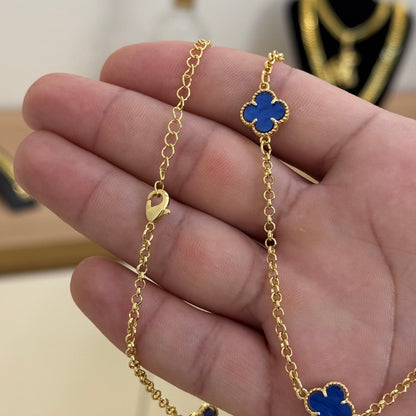 Corrente Elo Português 2mm Trevo Topázio Banhado A Ouro 18k