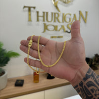 Corrente Cadeado Duplo 4mm 15gr Fecho Duplo Banhado A Ouro 18k