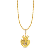 Colar Coração N. Sra. Aparecida Cravejado P - Corrente Baiana Banhado A Ouro 18k