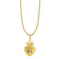 Colar Coração N. Sra. Aparecida Cravejado P - Corrente Baiana Banhado A Ouro 18k