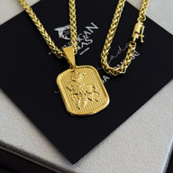 Colar Plaquinha São Jorge - Corrente e Pulseira Palmeira Banhado A Ouro 18k