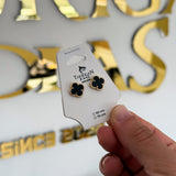 Kit Brinco e Corrente Elo Português Trevo Ônix Banhado A Ouro 18k