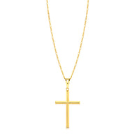 Colar Crucifixo Liso - Corrente 3 Por 1 Fígaro Banhado A Ouro 18k