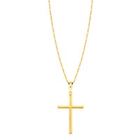 Colar Crucifixo Liso - Corrente 3 Por 1 Fígaro Banhado A Ouro 18k