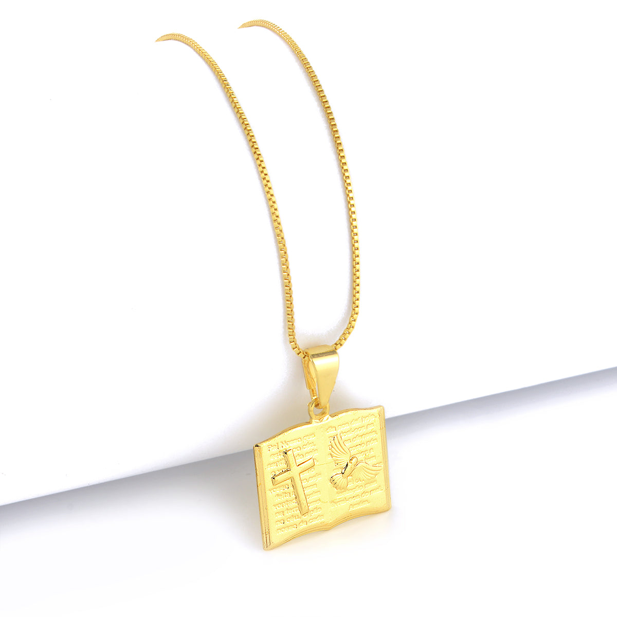Pingente Plaquinha Bíblia Oração Pai Nosso 2x1,5cm Banhado A Ouro 18k