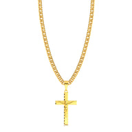 Colar Crucifixo Jesus Na Cruz 3D - Corrente Lacraia Banhado A Ouro 18k